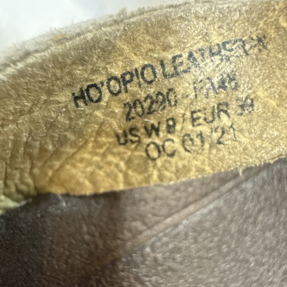 Olukai Ho'opio Gold Brown Leather Strap Boho Flip Flops Sandals Women's Size 8 - Picture 5 of 11